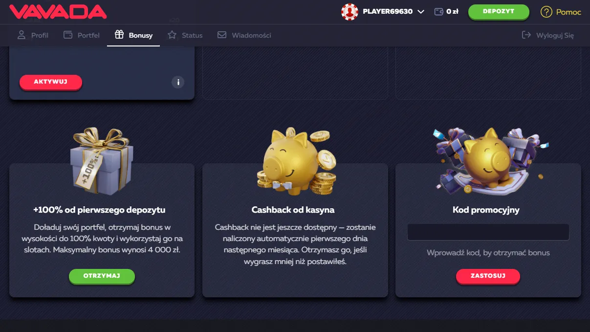 Casino Vavada — kod promocyjny, bonusy i free spiny 2026