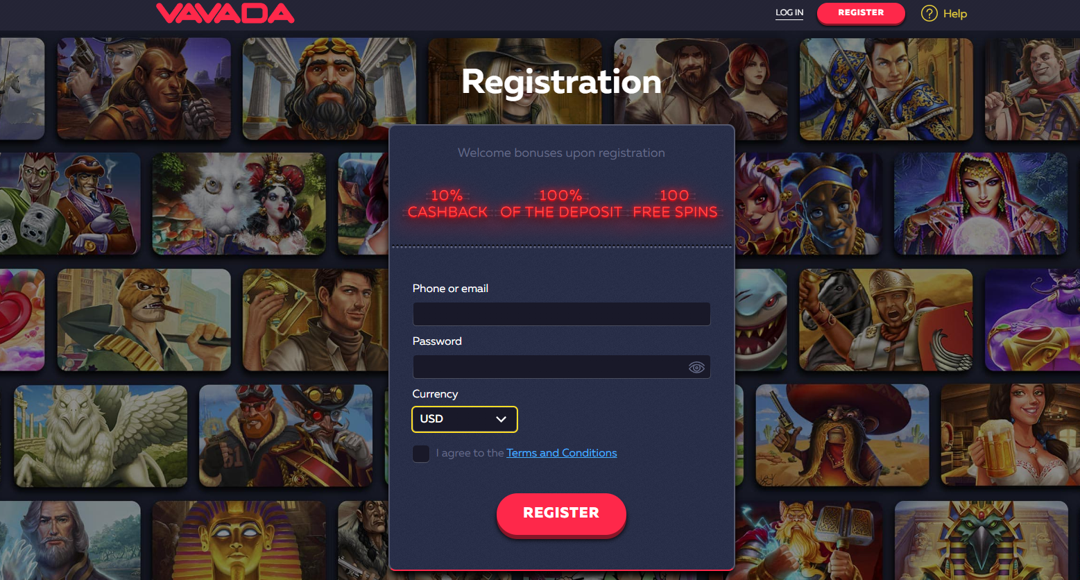 Registration and login to Vavada